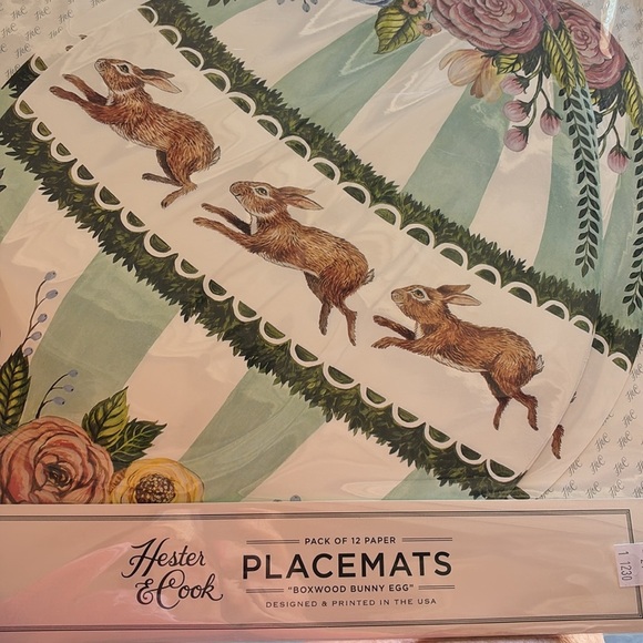 HESTER & COOK
Boxwood Bunny Egg Placemat, Set Of 12 - Picture 4 of 4
